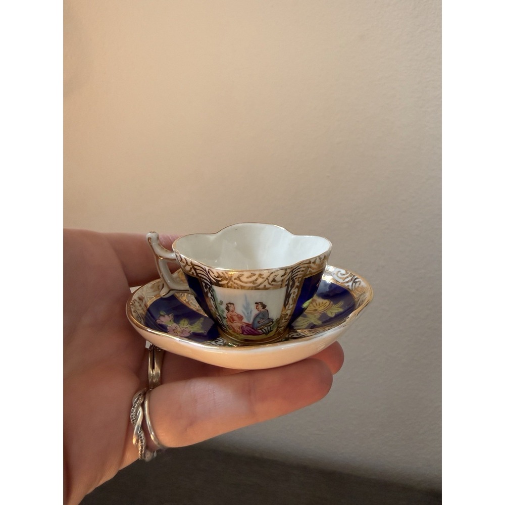 Antique C. 1890 Dresden German Porcelain Cup & Saucer Carl Thieme